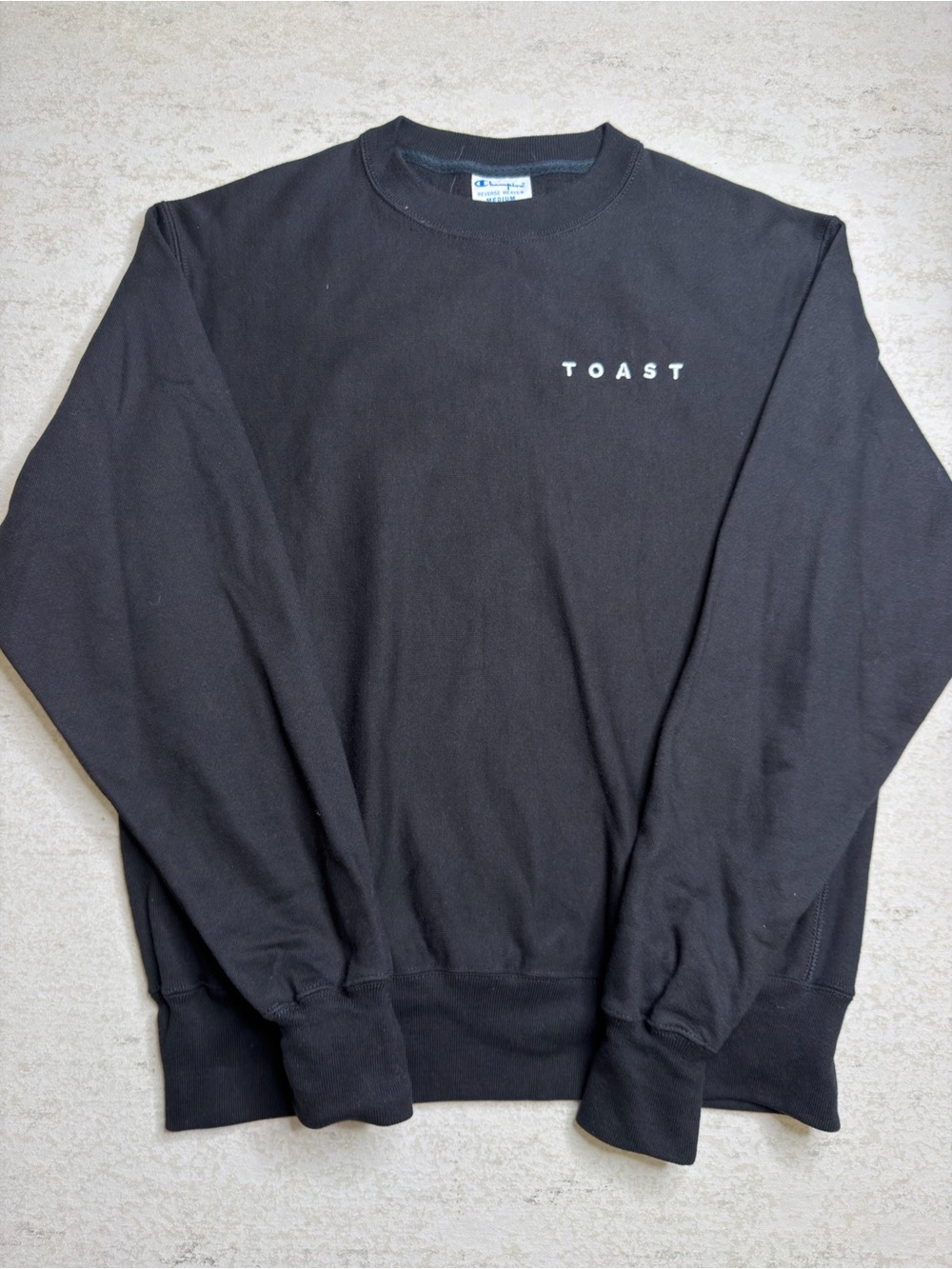 Champion-Toast-Black Reverse Weave Crewneck Sweatshirt-Size M